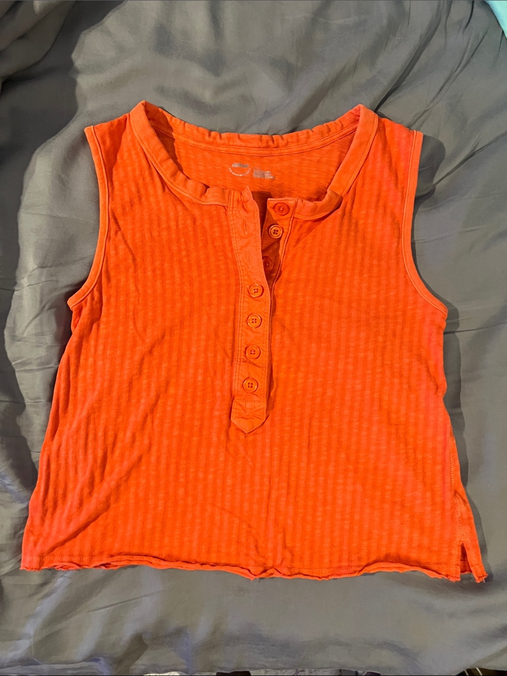 BRAND NEW-aerie Orange Ribbed Button Henley Tank Top
